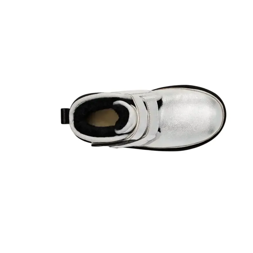 UGG Neumel Platform Leather Silver Metalic Size 6